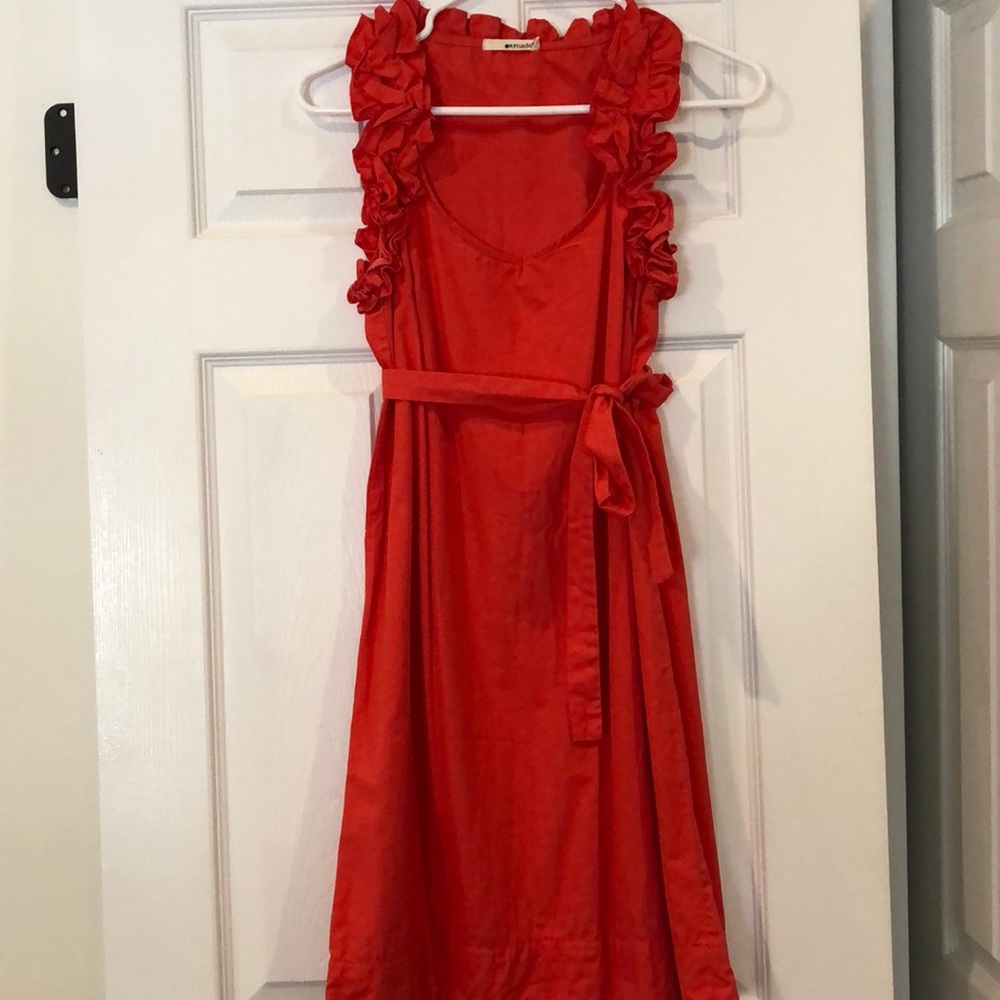Anthropologie red ruffled dress